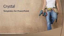  Presentation with drill - Slide deck featuring diy - lowsection of a young woman background and a soft green colored foreground