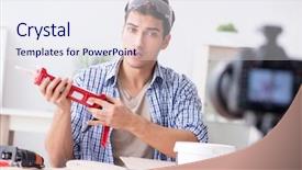  Presentation with blogger - PPT theme with diy blogger recording video background and a  colored foreground