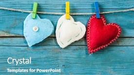  Presentation with wood planks - Presentation design featuring diy handmade hearts on clothespins background and a teal colored foreground