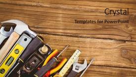  Presentation with diy - PPT theme having diy tools laid out on table shot in studio background and a red colored foreground