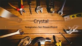  Presentation with diy - Cool new PPT layouts with diy tools laid out on table shot in studio backdrop and a gold colored foreground