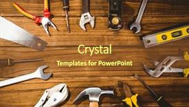  Presentation with diy - PPT layouts enhanced with diy tools laid out on table shot in studio background and a tawny brown colored foreground