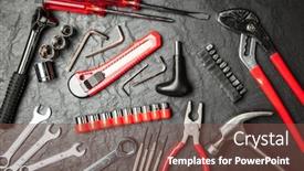  Presentation with diy - PPT theme featuring diy tools set background and a tawny brown colored foreground