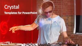  Presentation with spinning - PPT theme featuring dj - cool dj spinning the decks background and a tawny brown colored foreground