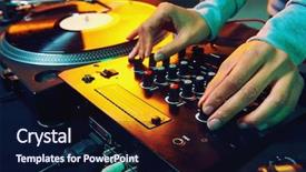  Presentation with vinyl record - Slide deck enhanced with dj - dj hands on equipment deck background and a navy blue colored foreground