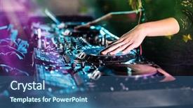  Presentation with party - Slide set having dj - dj mixes the track background and a ocean colored foreground