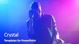  Presentation with colorful music - Amazing slide set having dj - dj playing music at mixer backdrop and a cobalt blue colored foreground