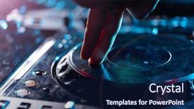  Presentation with recording studio mixing console - Presentation theme featuring dj - dj turntable console mixer controlling background and a navy blue colored foreground