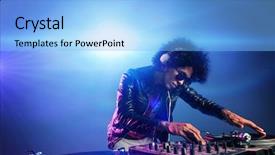  Presentation with vinyl - Audience pleasing PPT theme consisting of dj - nightclub dj playing music backdrop and a light blue colored foreground