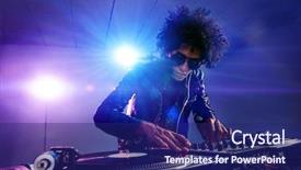  Presentation with music vinyl - Slides featuring dj - nightclub dj playing music background and a navy blue colored foreground