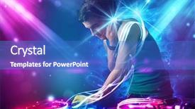  Presentation with powerful - Amazing presentation theme having dj - young energetic dj mixing music backdrop and a teal colored foreground