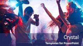  Presentation with dancing - Colorful theme enhanced with dj - young energetic people dancing backdrop and a navy blue colored foreground
