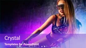  Presentation with music headphones - Slide deck consisting of dj - young sexy woman dj playing background and a violet colored foreground