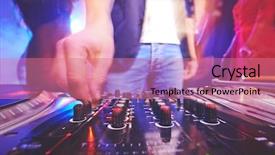  Presentation with sound - Colorful PPT layouts enhanced with dj adjusting sound during disc backdrop and a  colored foreground