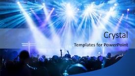  Presentation with concert - Beautiful PPT theme featuring dj events - cheering crowd at rock concert backdrop and a light blue colored foreground