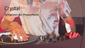  Presentation with spinning - Amazing presentation theme having dj events - cool dj spinning the decks backdrop and a coral colored foreground