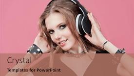  Presentation with pink black - PPT theme having dj-girl-with-bright-shiny background and a coral colored foreground