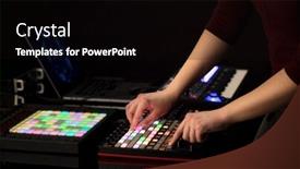 Presentation with music - Colorful slides enhanced with dj-hand-remixing-music backdrop and a black colored foreground