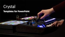  Presentation with music - Audience pleasing slide deck consisting of dj hand remixing music on midi controller backdrop and a black colored foreground