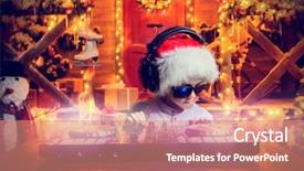  Presentation with party lights - Colorful slide set enhanced with kids disco - little boy-dj is having backdrop and a  colored foreground