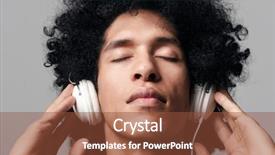  Presentation with music headphones - Theme with dj man listening to music background and a tawny brown colored foreground