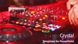  Presentation with sound - Slide deck enhanced with dj night party - nightclub parties dj sound equipment background and a wine colored foreground