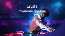  Presentation with party - Audience pleasing presentation theme consisting of dj night party - young disc jockey playing music backdrop and a navy blue colored foreground