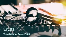  Presentation with festival music band hands playing - Slides enhanced with dj playing music at mixer background and a ocean colored foreground