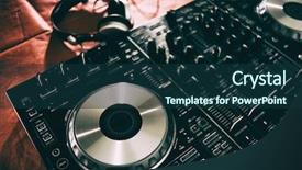  Presentation with festival music band hands playing - Amazing theme having dj playing music at mixer backdrop and a tawny brown colored foreground