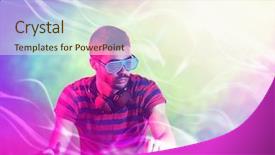  Presentation with colorful music - Amazing slides having dj playing music at mixer backdrop and a cream colored foreground
