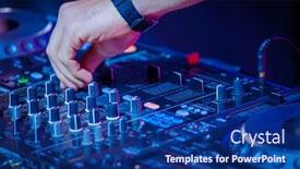  Presentation with disco - Audience pleasing slide deck consisting of dj plays mix on controller at a disco in the nightclub backdrop and a navy blue colored foreground