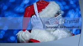  Presentation with christmas music - Beautiful slide deck featuring dj-santa-claus-in-glasses backdrop and a teal colored foreground