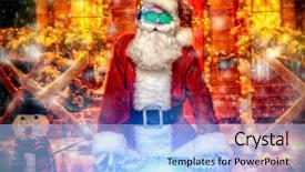  Presentation with party lights - Theme enhanced with dj santa claus in luminous background and a light blue colored foreground