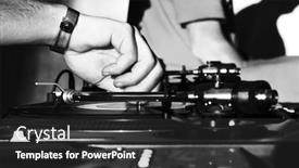  Presentation with music - Slide set having dj-turntable-playing-dj-playing background and a dark gray colored foreground