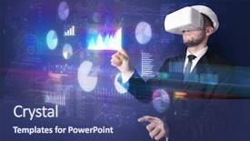  Presentation with elegant - PPT theme with handling 3d reports and chart background and a ocean colored foreground