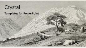  Presentation with tour - Beautiful PPT theme featuring kabyle - djurdjura mountains old view kabylia backdrop and a light gray colored foreground