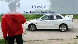  Presentation with finish line - Presentation theme with dmitrov-russia-june-13-mitsubishi background and a sky blue colored foreground