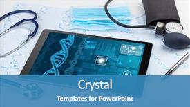  Presentation with medical devices - Presentation with dna - genetic test and biotechnology concept background and a teal colored foreground