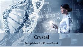  Presentation with biochemistry - Presentation theme featuring dna - her biochemistry research and discovery background and a light blue colored foreground
