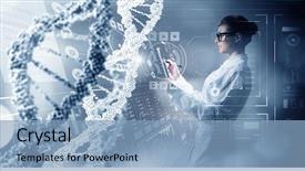  Presentation with science - Theme featuring dna - innovative technologies in science background and a light blue colored foreground