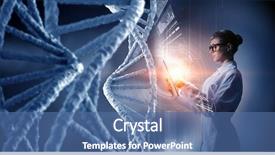  Presentation with scientist - PPT theme enhanced with dna - scientist woman using tablet pc background and a ocean colored foreground