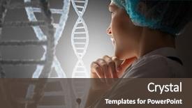 Presentation with working woman - Slide set with dna - scientist woman working in laboratory background and a tawny brown colored foreground