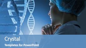  Presentation with laboratory - Slides featuring dna - woman science technologist in laboratory background and a teal colored foreground