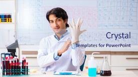  Presentation with dna bacteria - Audience pleasing presentation theme consisting of dna bacteria - young chemist working backdrop and a sky blue colored foreground