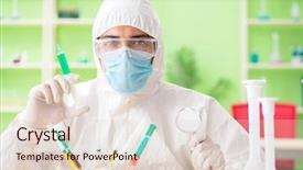  Presentation with gmo - Colorful slide set enhanced with dna bird - lab assistant testing gmo chicken backdrop and a  colored foreground