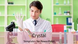  Presentation with gmo - Presentation theme featuring dna bird - lab assistant testing gmo chicken background and a  colored foreground