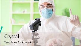  Presentation with gmo - Beautiful presentation design featuring dna bird - lab assistant testing gmo chicken backdrop and a lemonade colored foreground