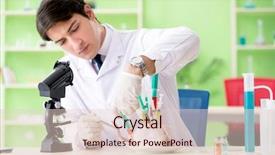  Presentation with gmo - Slide deck enhanced with dna bird - lab assistant testing gmo chicken background and a  colored foreground