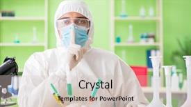  Presentation with gmo - Slide deck enhanced with dna bird - lab assistant testing gmo chicken background and a  colored foreground