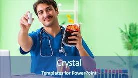  Presentation with blood - Presentation design consisting of dna capsule - doctor doing blood analysis background and a ocean colored foreground